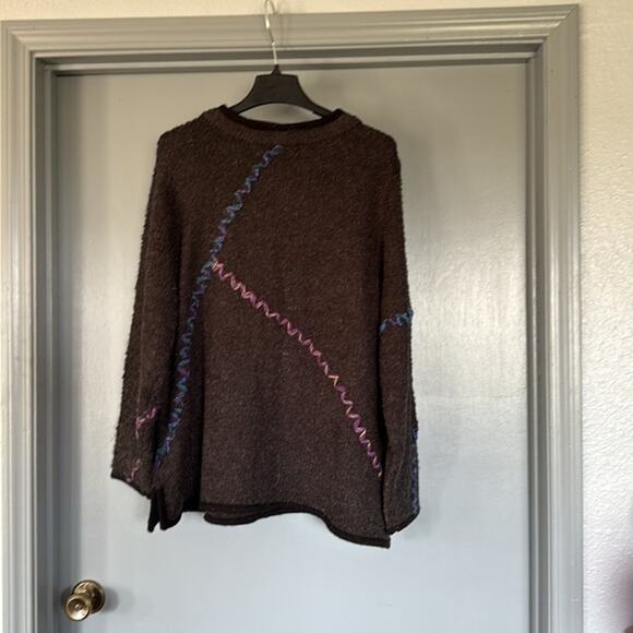 Laura Ashley Woman Wool Blend Cardigan Sweater Sz 2X Gray Snap Embroidery Artsy - Picture 2 of 6